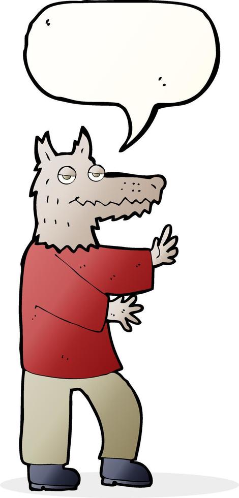 hombre lobo de dibujos animados con burbujas de discurso vector