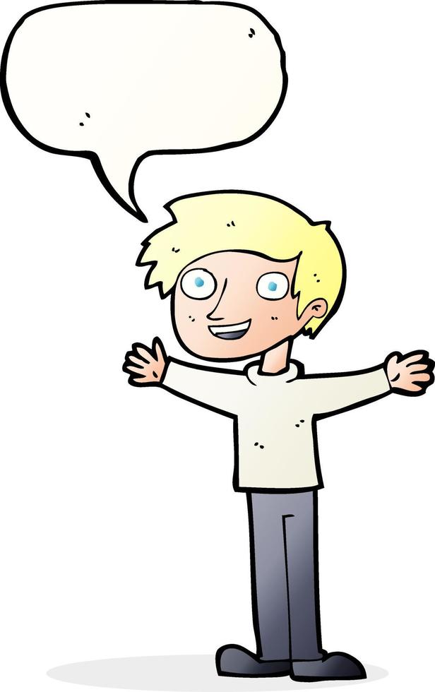 cartoon enthusiastic man with speech bubble vector