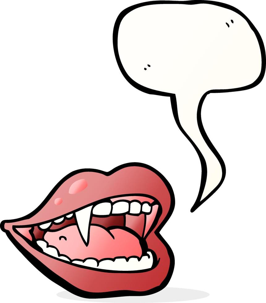 cartoon vampire mouth with speech bubble vector