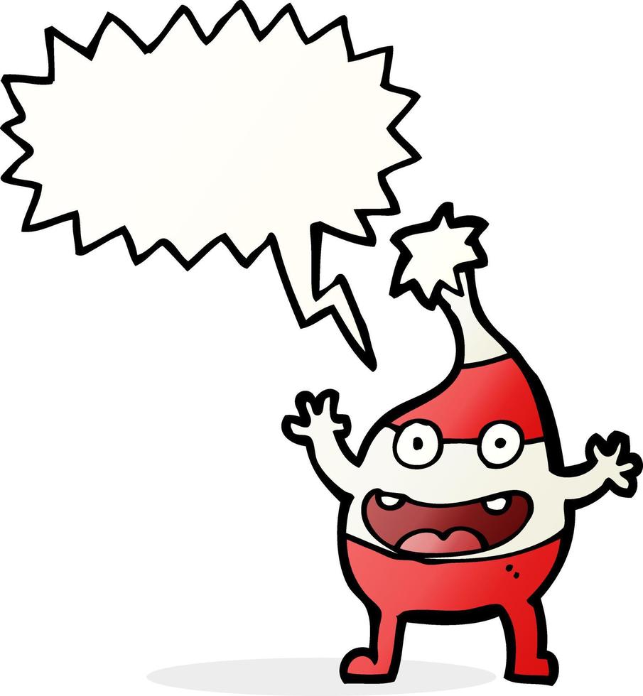 cartoon funny christmas creature with speech bubble vector