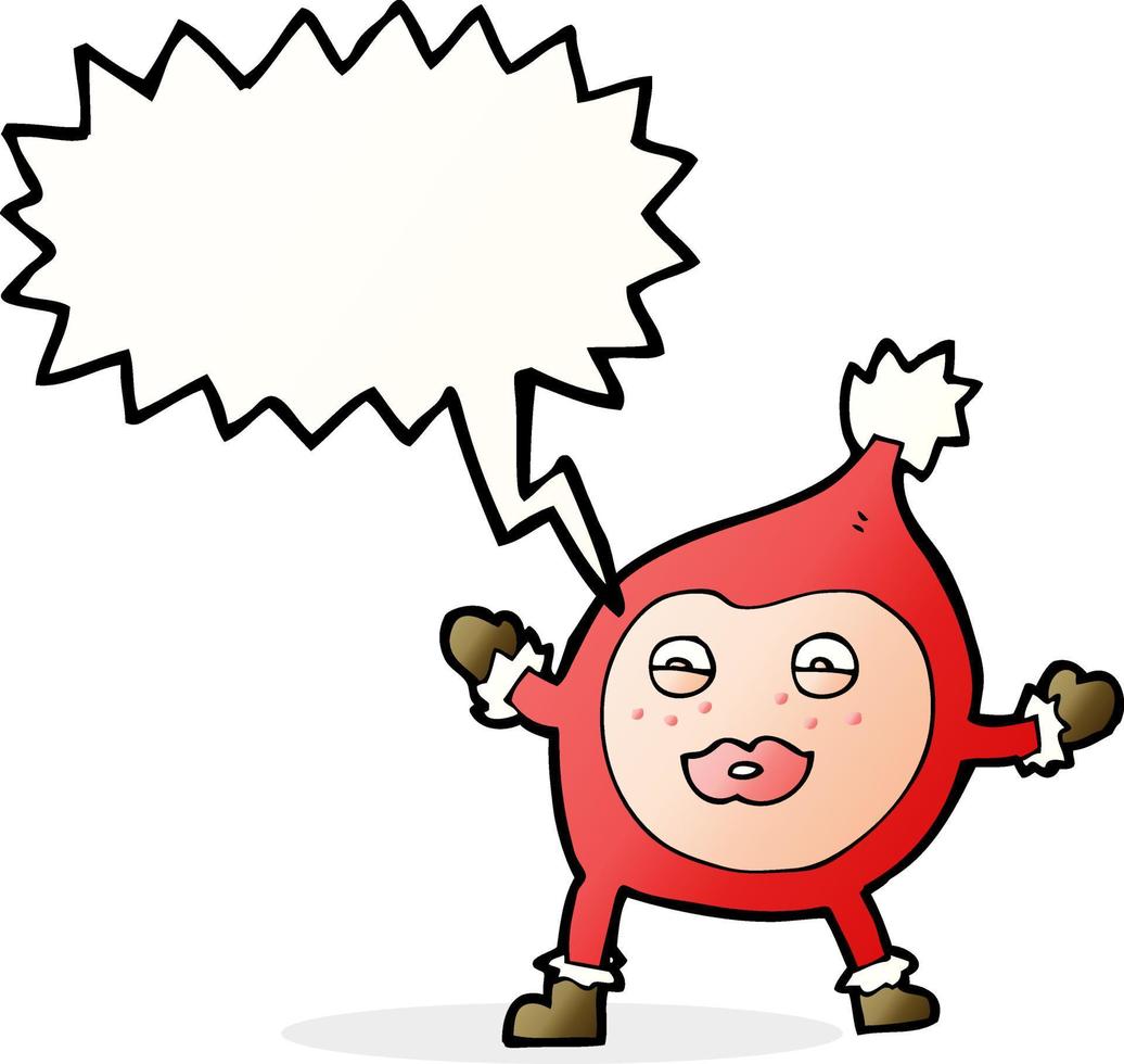 cartoon funny christmas creature with speech bubble vector