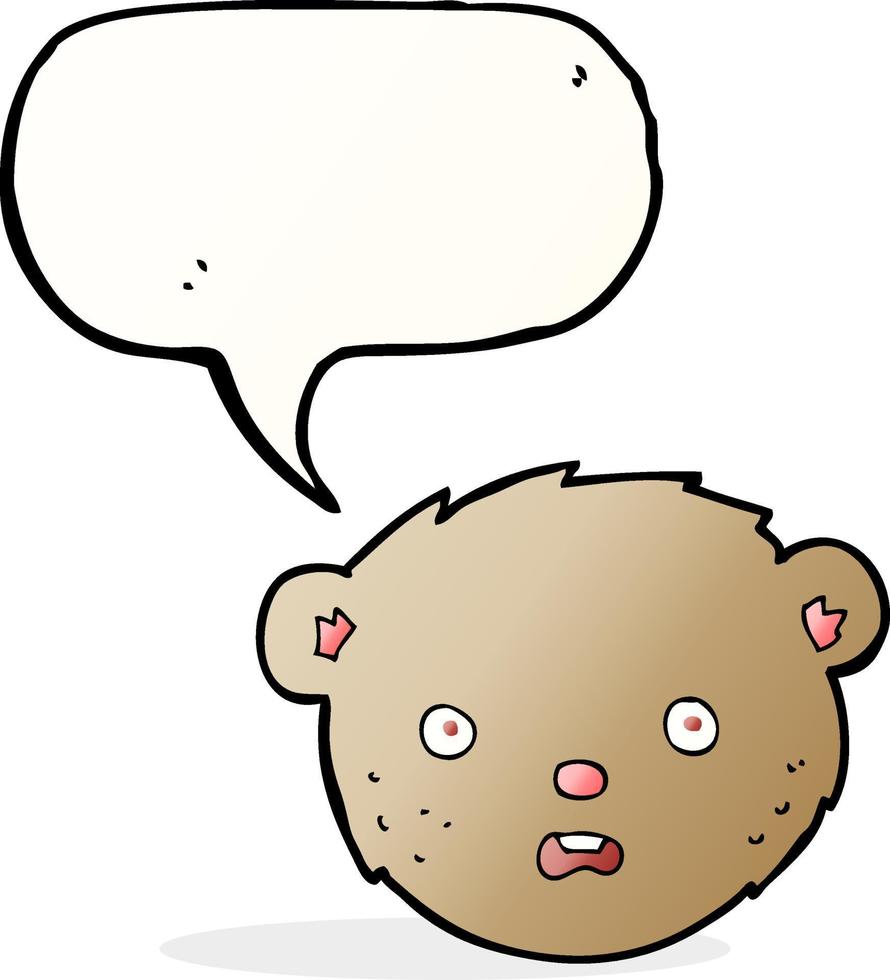 cartoon teddy bear face with speech bubble vector