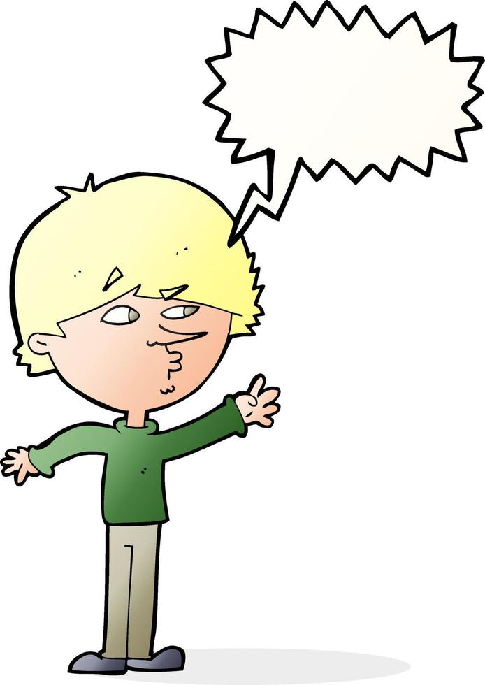 cartoon worried man reaching with speech bubble vector