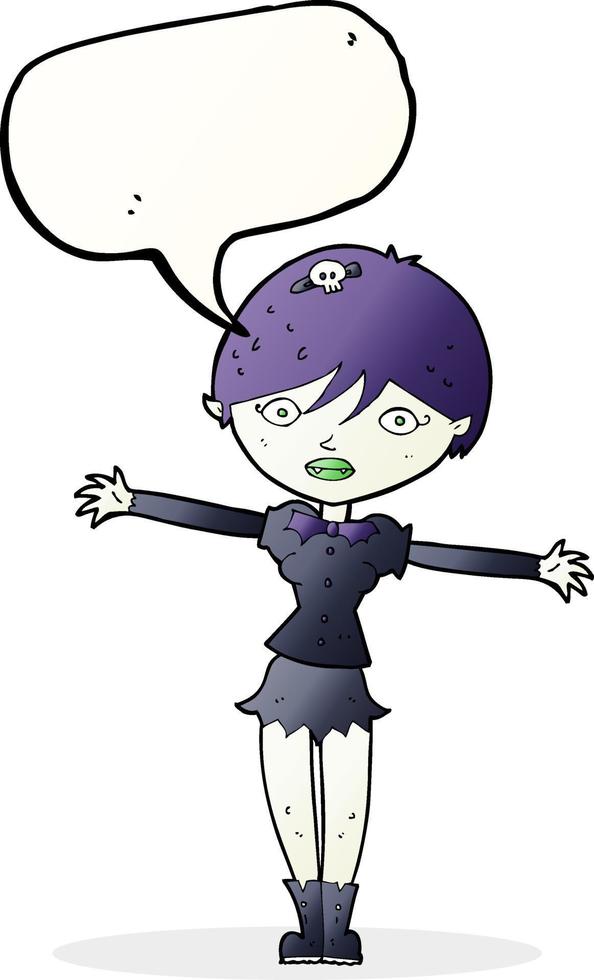 cartoon vampire girl with speech bubble vector