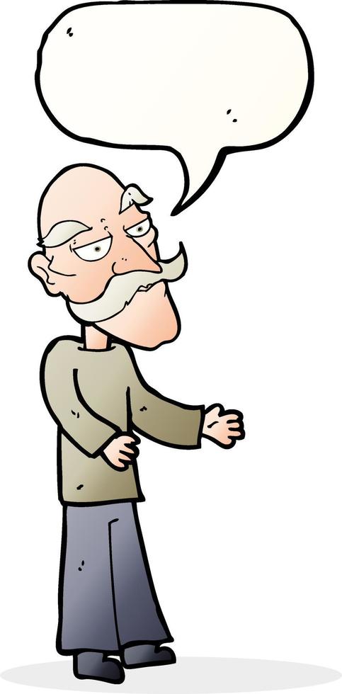 cartoon old man with mustache with speech bubble vector