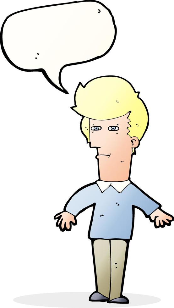 cartoon suspicious man with speech bubble vector