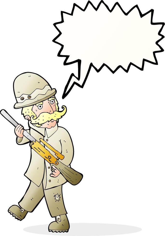 cartoon big game hunter with speech bubble vector