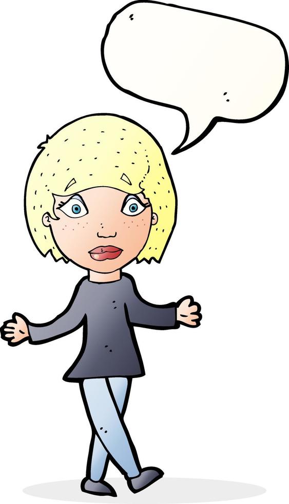 cartoon surprised woman with speech bubble vector