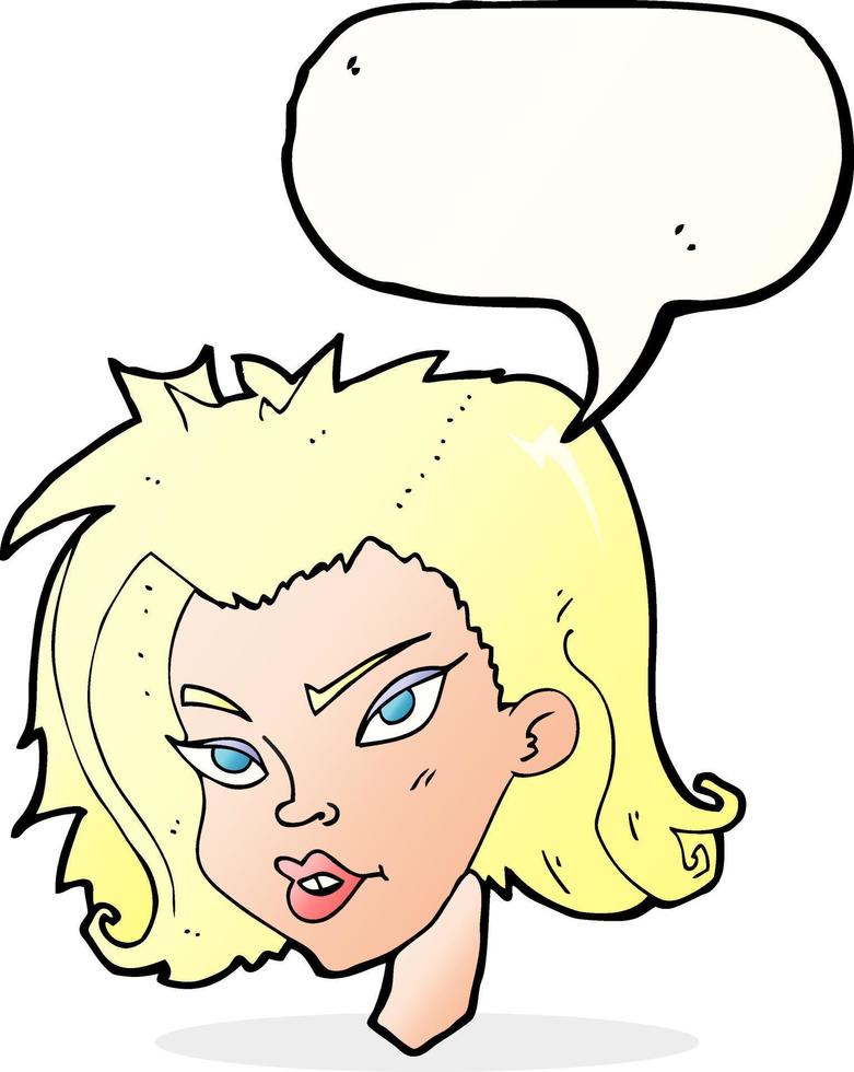 cartoon female face with speech bubble vector