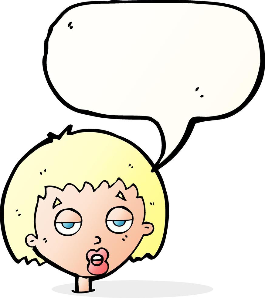 cartoon bored woman with speech bubble vector