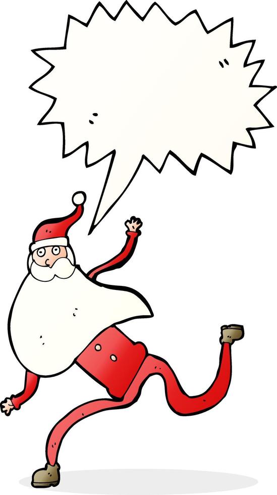 cartoon running santa with speech bubble vector