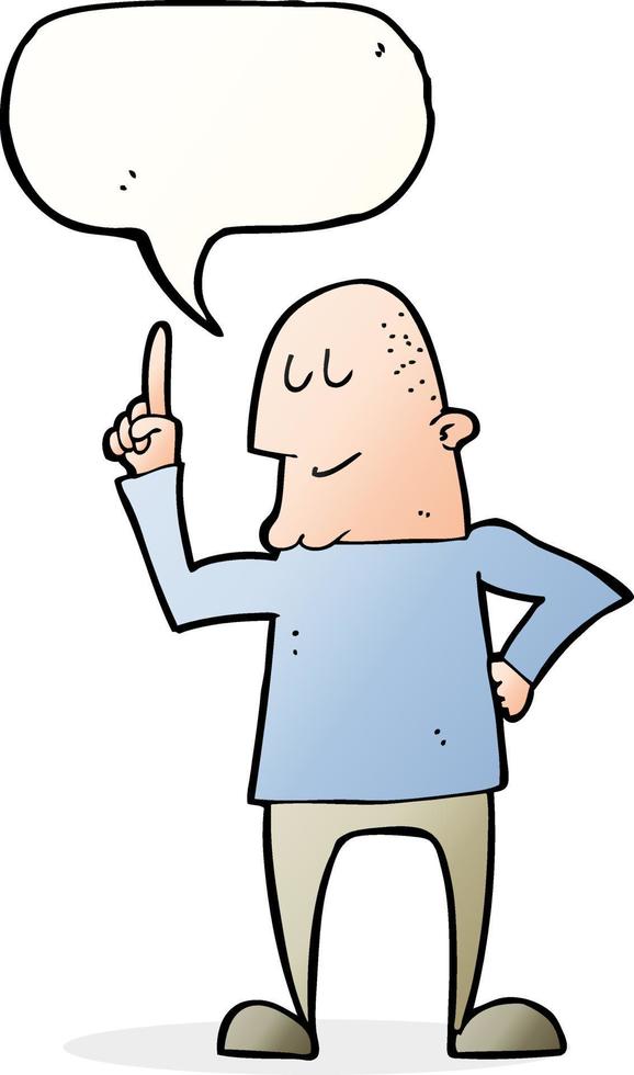 cartoon man pointing finger with speech bubble vector