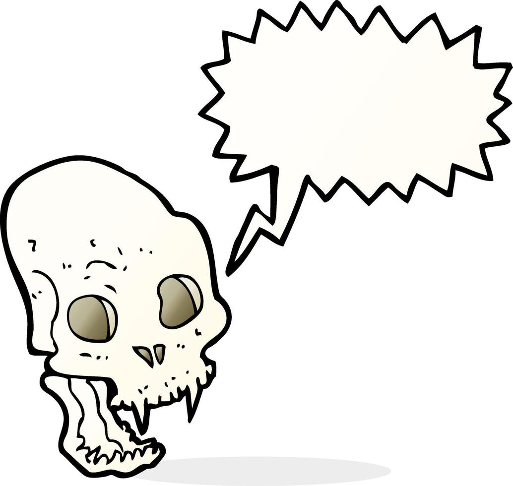cartoon spooky vampire skull with speech bubble vector