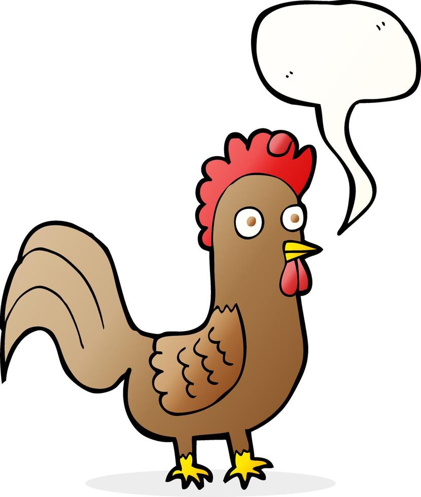 cartoon rooster with speech bubble vector