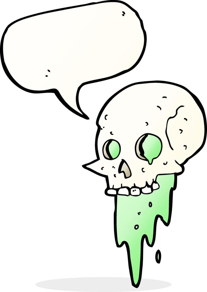 Dibujos animados brutos de calavera de halloween con burbujas de discurso vector