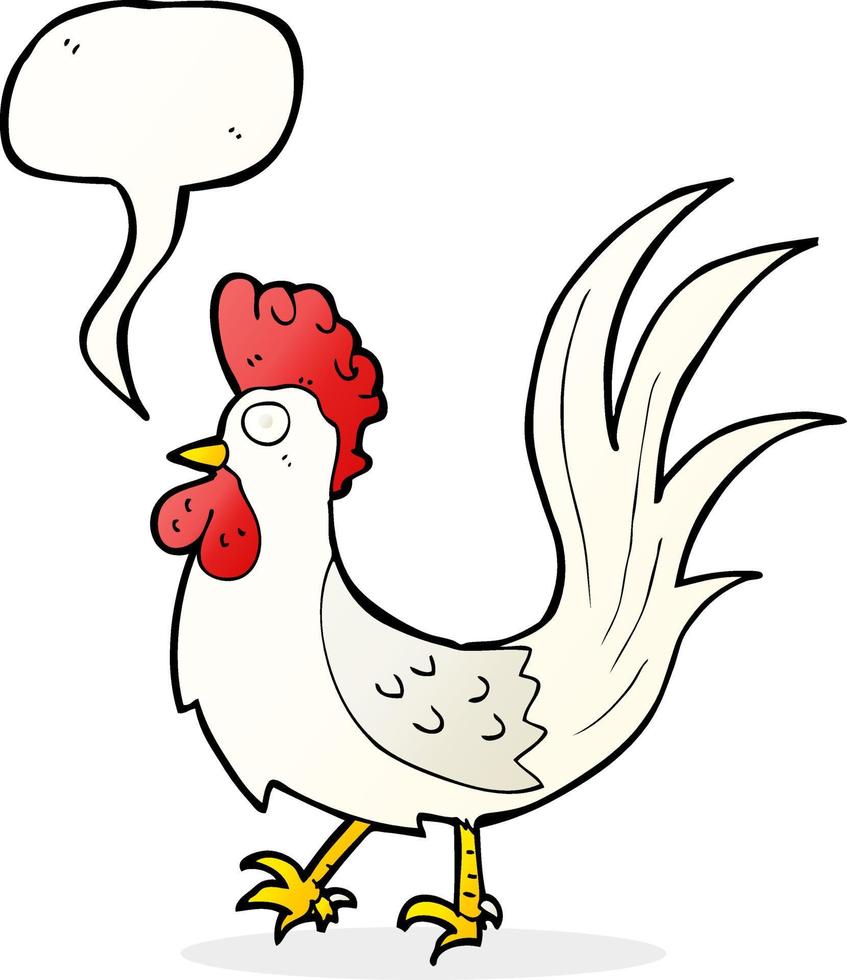 cartoon cockerel with speech bubble vector