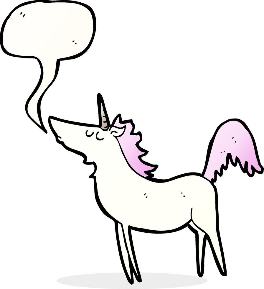 unicornio de dibujos animados con burbujas de discurso vector