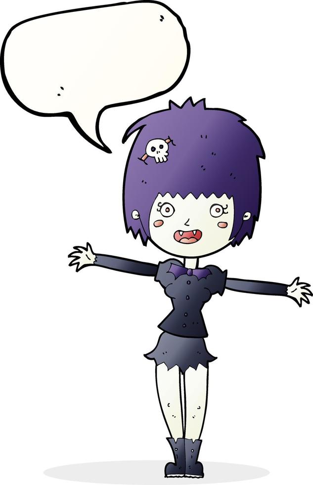 cartoon happy vampire girl with speech bubble vector