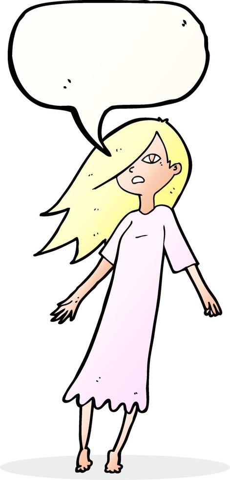 cartoon ghost like girl with speech bubble vector