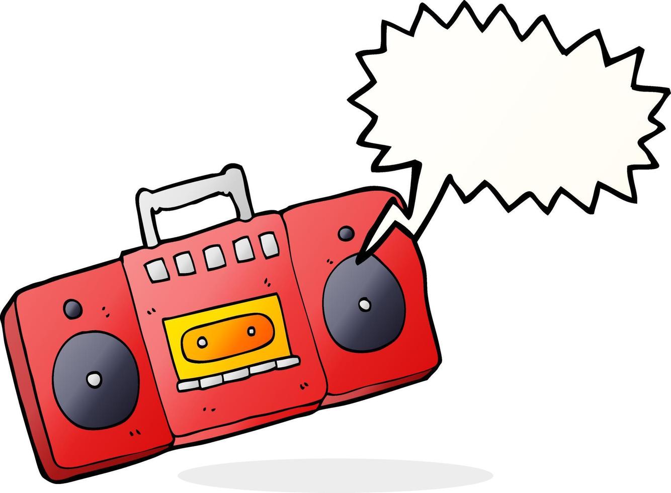 cartoon radio cassette player with speech bubble vector
