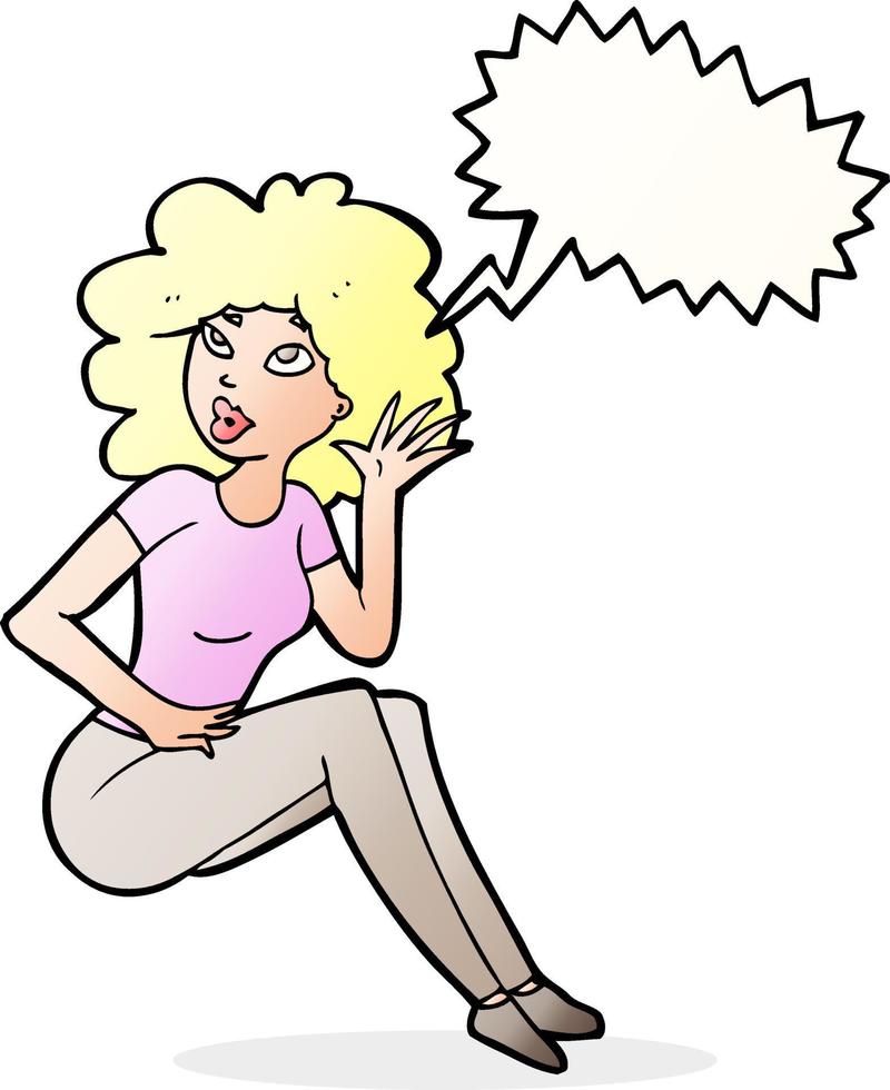 cartoon woman listening with speech bubble vector