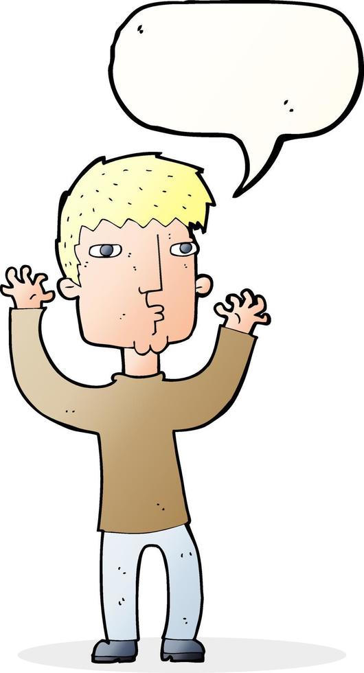 cartoon anxious man with speech bubble vector