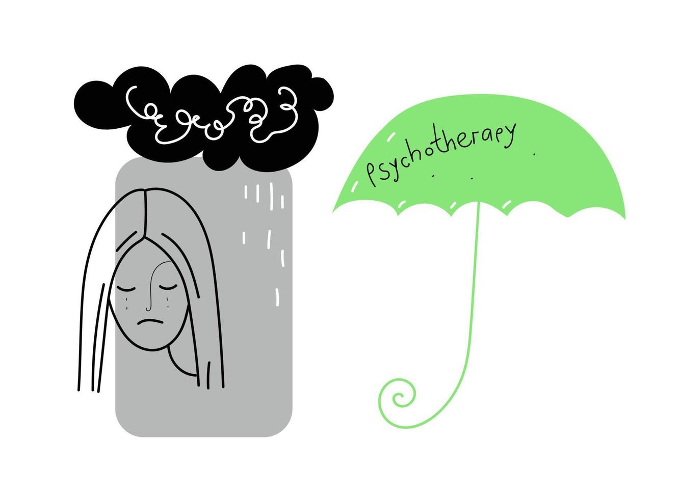 Psychotherapy online, Mental Health Awareness Week, vector doodle illustration