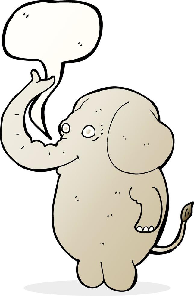 Elefante divertido de dibujos animados con burbujas de discurso vector