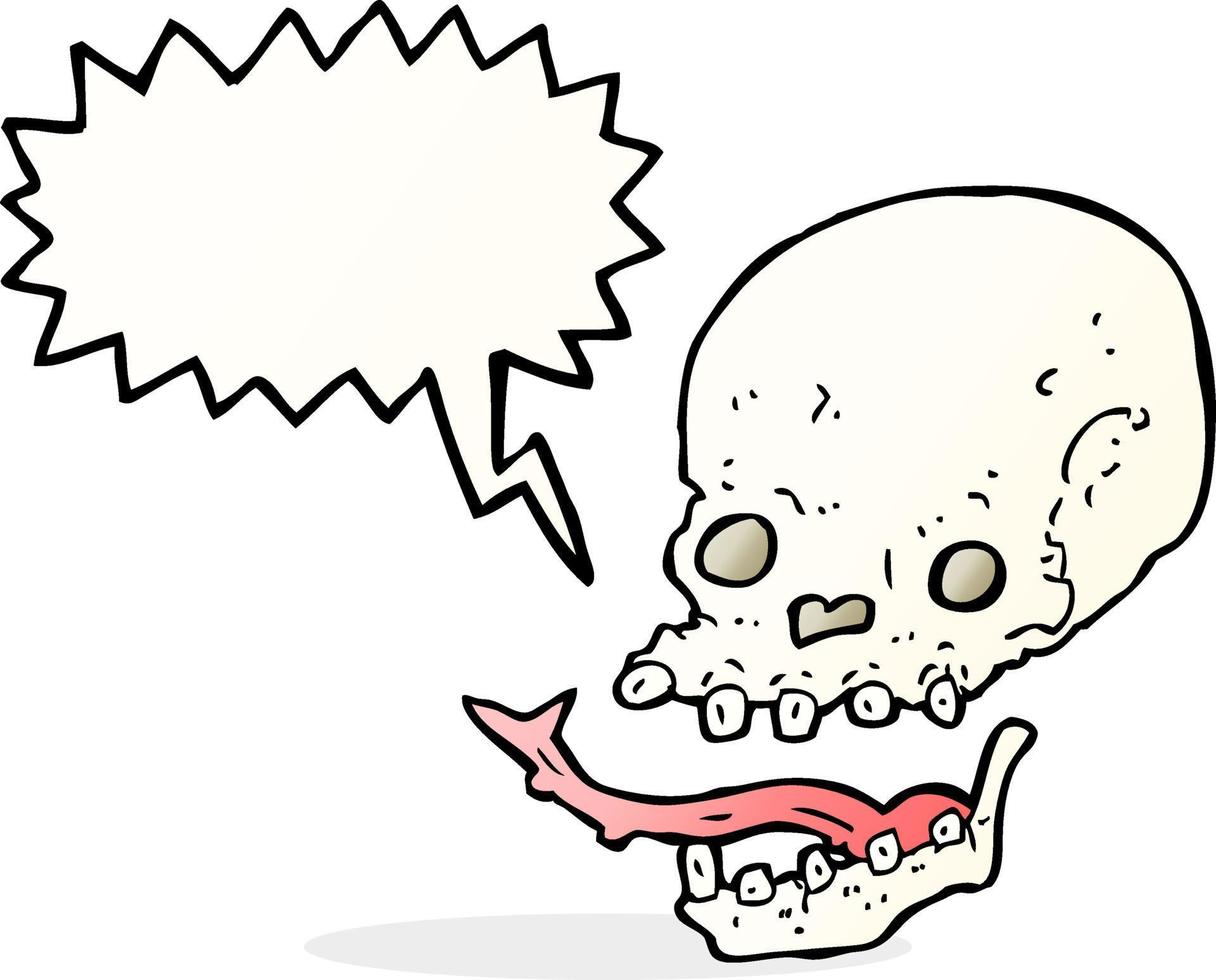 cartoon spooky skull with speech bubble vector