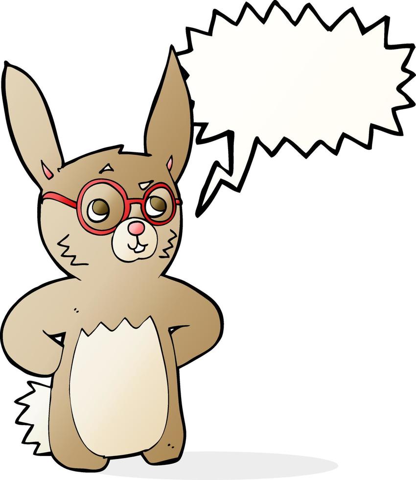 cartoon rabbit wearing spectacles with speech bubble vector