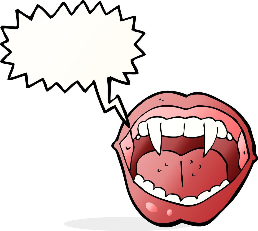 boca de vampiro de dibujos animados con burbujas de discurso vector