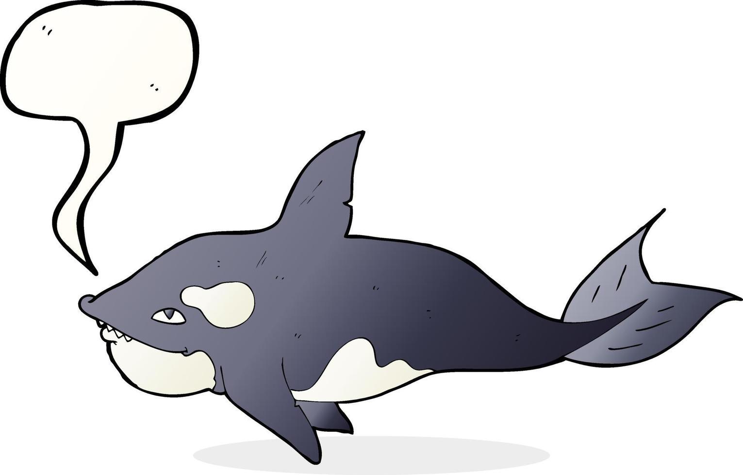 cartoon killer whale with speech bubble vector