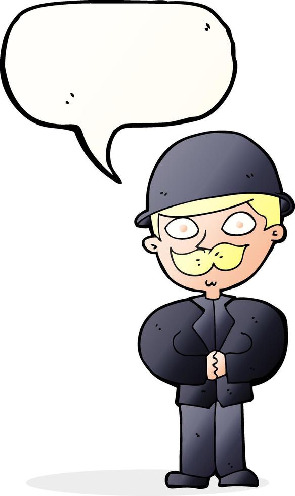 cartoon man in bowler hat with speech bubble vector