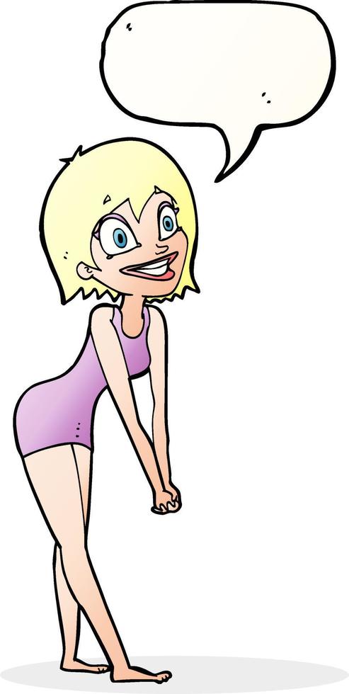 cartoon excited woman with speech bubble vector