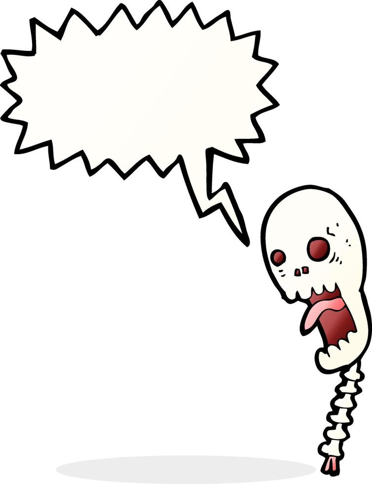 funny cartoon skull with speech bubble vector