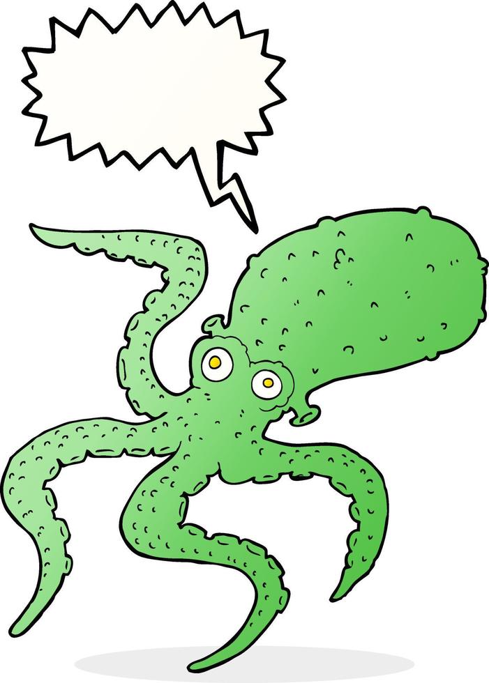 pulpo de dibujos animados con burbujas de discurso vector