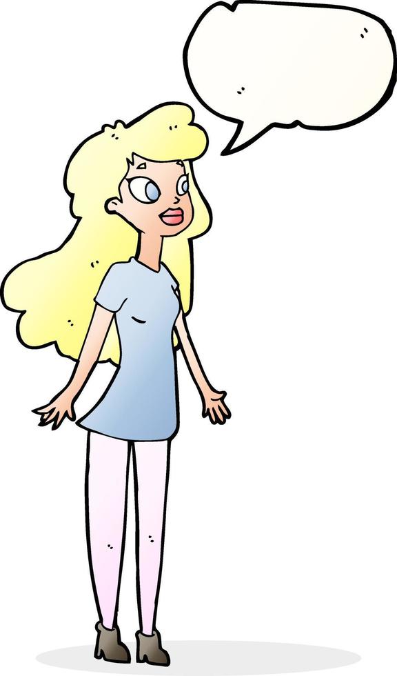 cartoon pretty girl with speech bubble vector