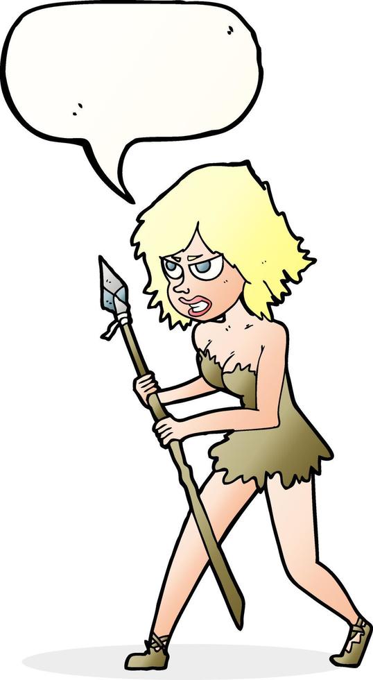 cartoon cave girl with speech bubble vector