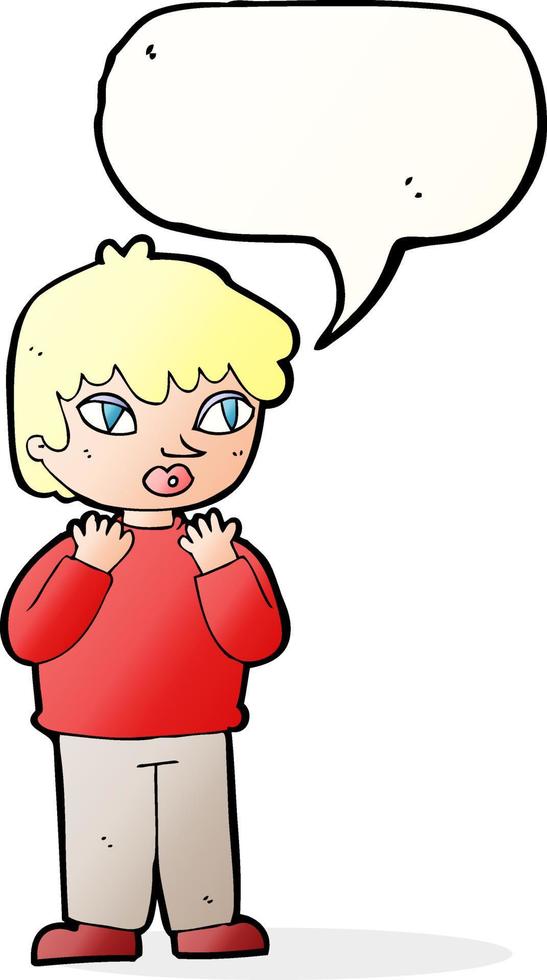 cartoon worried person with speech bubble vector
