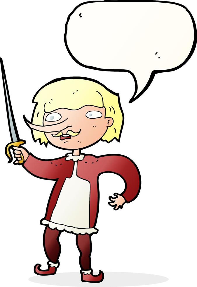 cartoon musketeer with speech bubble vector
