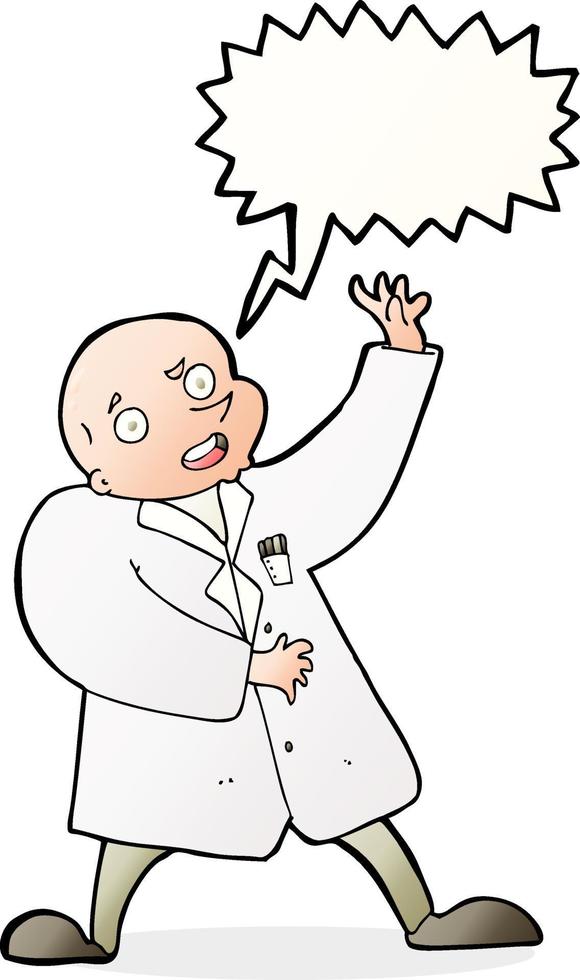 cartoon mad scientist with speech bubble vector