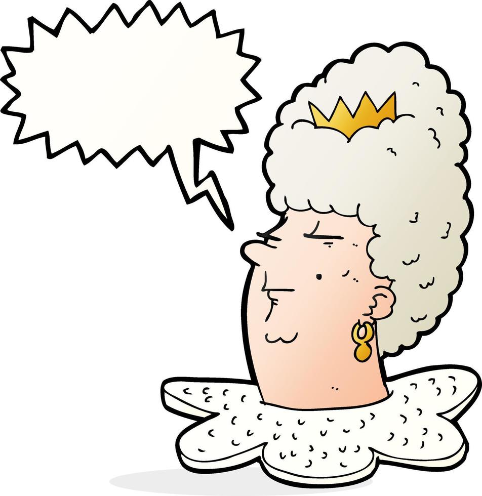 cartoon queen head with speech bubble vector