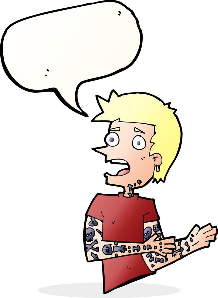 cartoon man with tattoos with speech bubble vector