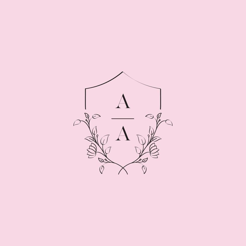 AA wedding shield floral initial concept with high quality logo design vector