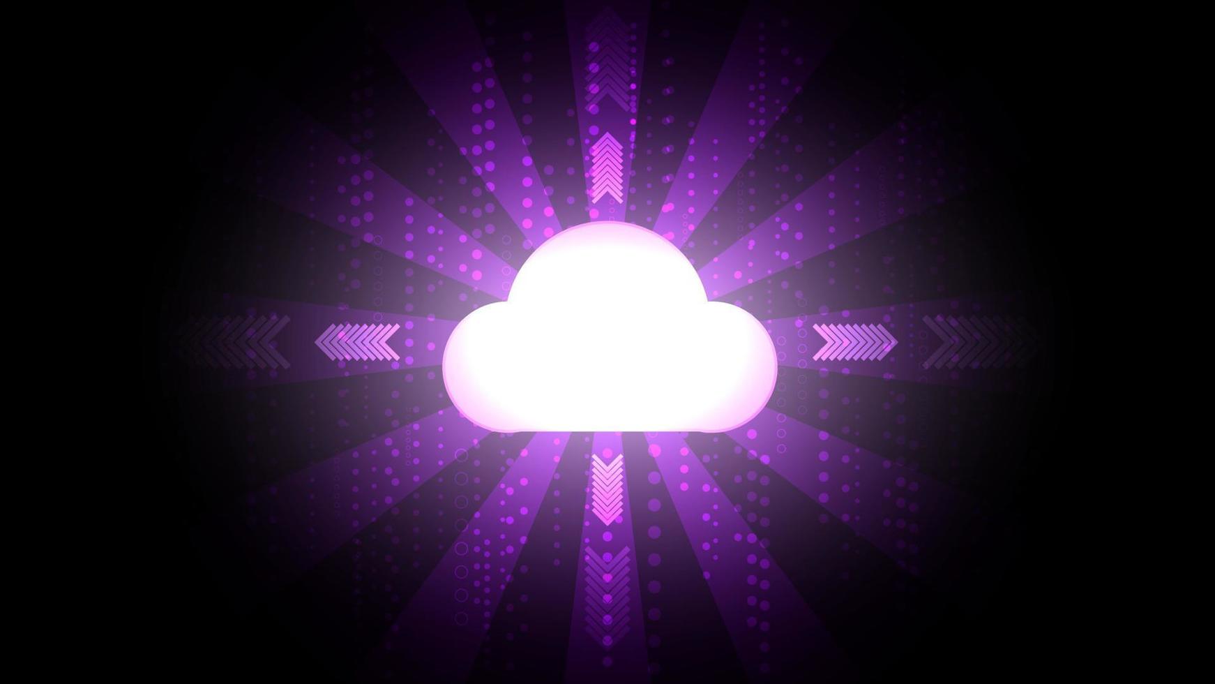 abstract technology cloud data storage, digital communication, technology data, online network purple background illustration, perfect for backdrop, wallpaper, background, banner vector