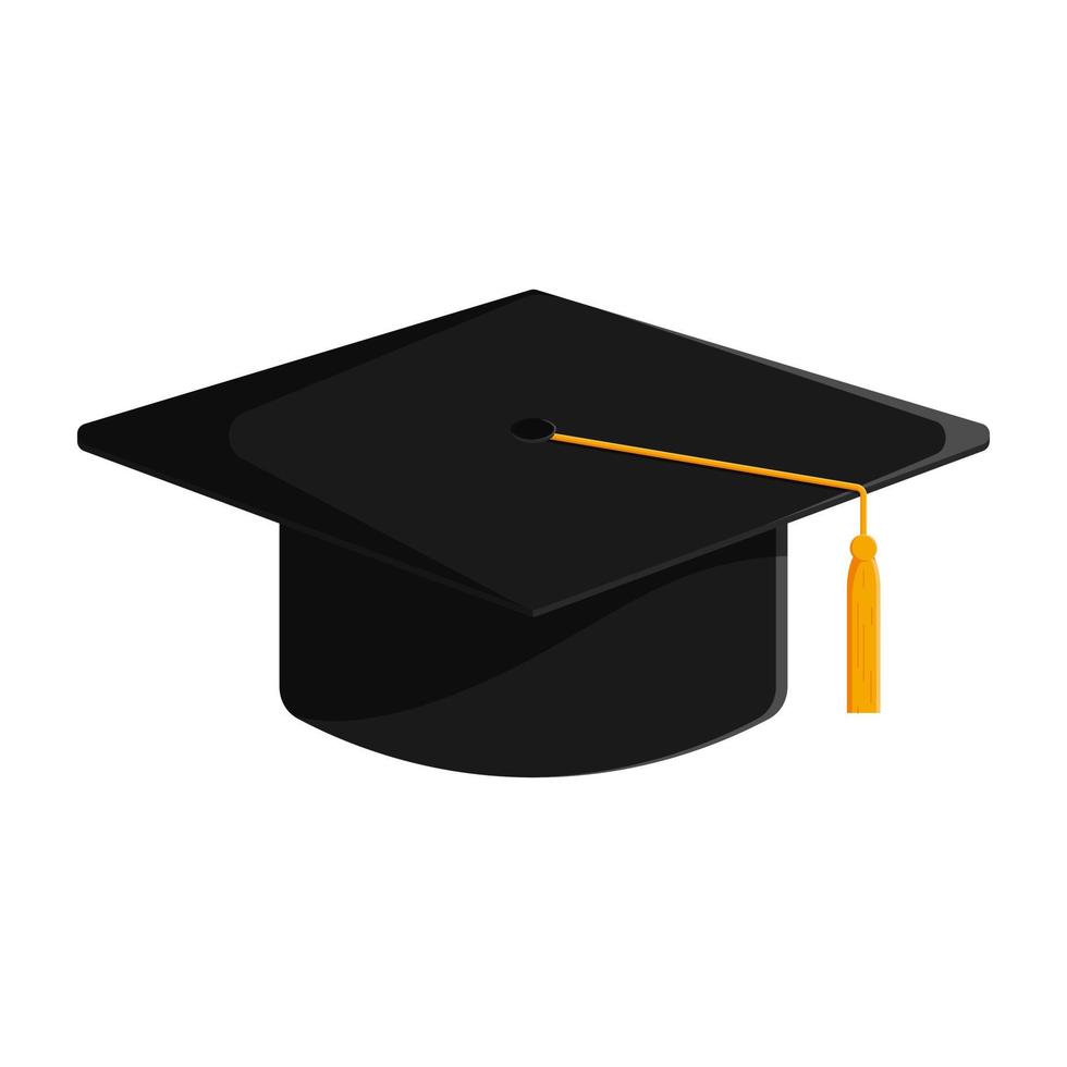 Graduation hat vector illustration in the flat style. Graduation cap isolated on the transparent background.