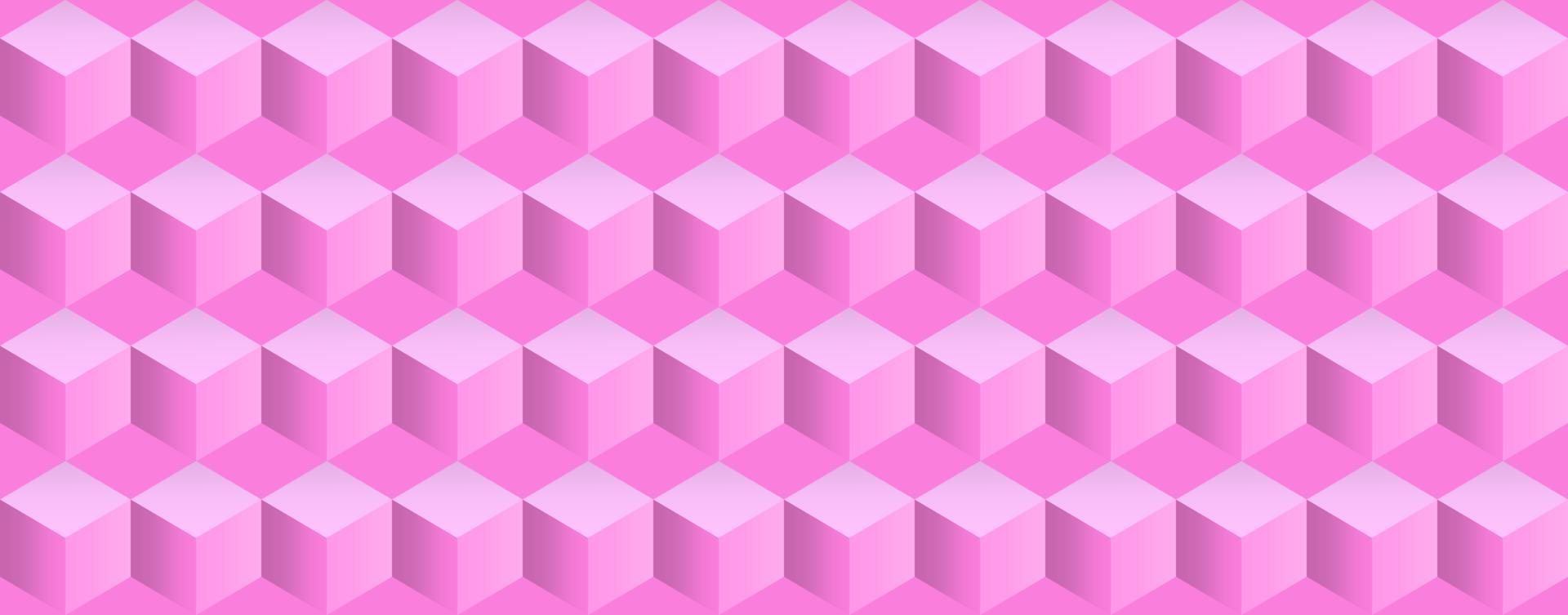 Abstract geometric background with gradient outline isometric cubes pattern in light pink coloros vector