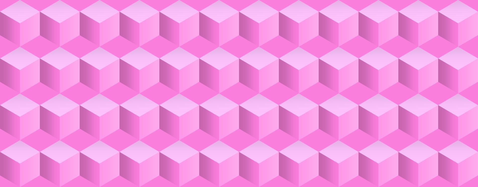 Abstract geometric background with gradient outline isometric cubes pattern in light pink coloros vector