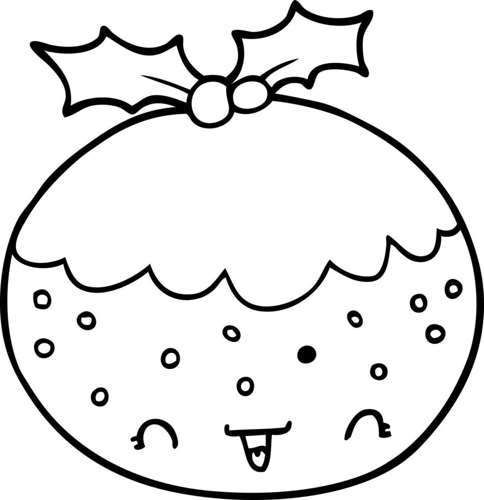 cute cartoon christmas pudding vector