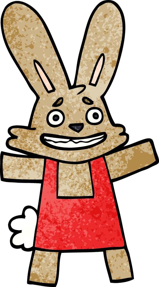 cartoon doodle scared looking rabbit vector